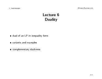 L.VandenbergheEE236A(Fall2013-14)Lecture6DualitydualofanLPininequalit