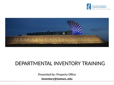 DEPARTMENTAL INVENTORY Training Presented by: