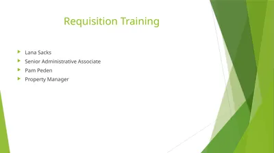 Requisition Training Lana Sacks Senior