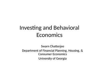 Investing and Behavioral Economics Swarn