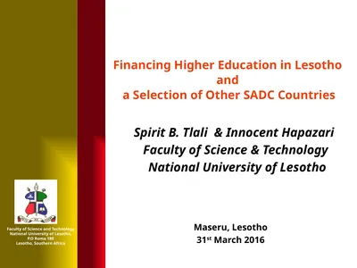 Financing Higher Education in Lesotho and a