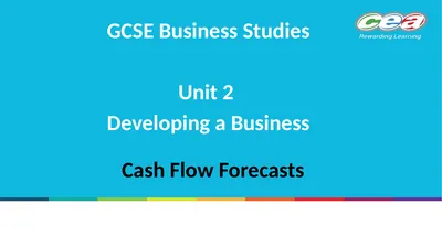 Cash Flow Forecasts GCSE Business Studies Unit 2