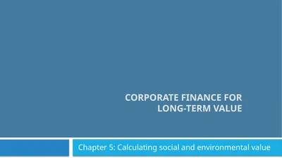 Corporate Finance for Long-Term Value Chapter 5: