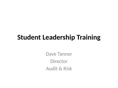 Student Leadership Training Dave Tanner Director