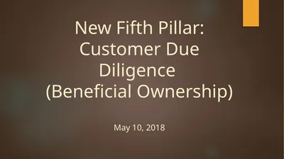 New Fifth Pillar: Customer Due Diligence