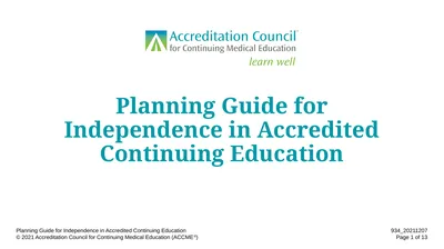 Planning Guide for Independence in Accredited