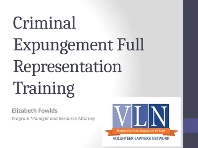 Criminal Expungement Full Representation Training
