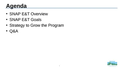 Agenda SNAP E&T Overview SNAP E&T Goals Strategy