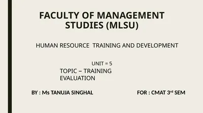 FACULTY OF MANAGEMENT STUDIES (MLSU) UNIT = 5