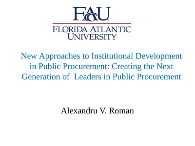 New Approaches to Institutional Development in