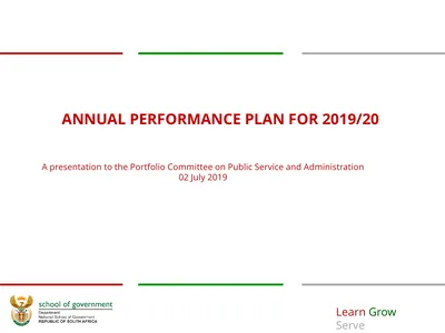 ANNUAL PERFORMANCE Plan for 2019/20 A presentation