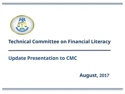 Technical Committee on Financial Literacy Update