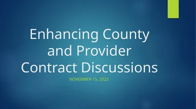 Enhancing County and Provider Contract Discussions