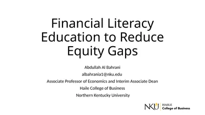 Financial Literacy Education to Reduce Equity Gaps