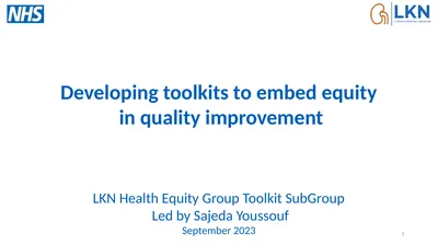 Developing toolkits to embed equity in quality