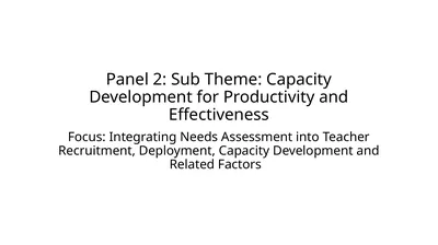 Panel 2: Sub Theme: Capacity Development for