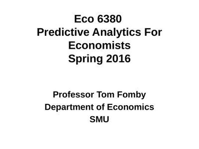 Eco 6380 Predictive Analytics For Economists