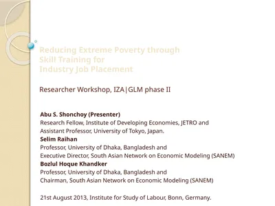 Reducing Extreme Poverty through Skill Training