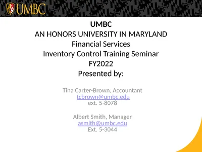 UMBC AN HONORS UNIVERSITY IN MARYLAND Financial