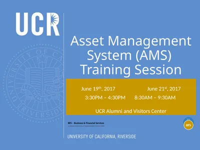 Asset Management System (AMS) Training Session