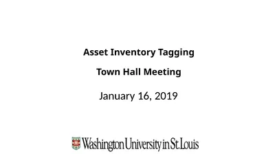 Asset Inventory Tagging Town Hall Meeting January