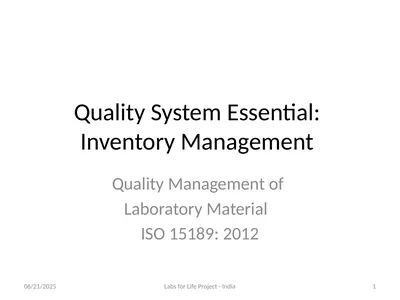 Quality System Essential: Inventory Management