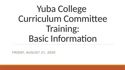 Yuba College Curriculum Committee Training: Basic