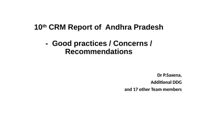10th CRM Report of Andhra Pradesh - Good practices