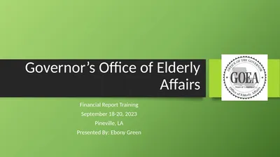 Governor’s Office of Elderly Affairs Financial