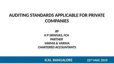 AUDITING STANDARDS APPLICABLE FOR PRIVATE