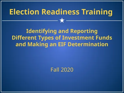 Election Readiness Training Identifying and