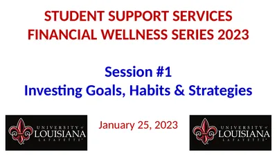 STUDENT SUPPORT SERVICES FINANCIAL WELLNESS SERIES
