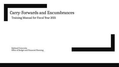 Carry-Forwards and Encumbrances Training Manual