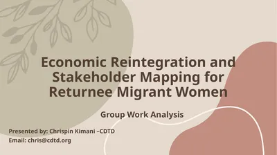 Economic Reintegration and Stakeholder Mapping for