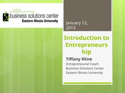 Introduction to Entrepreneurship Tiffany Kline