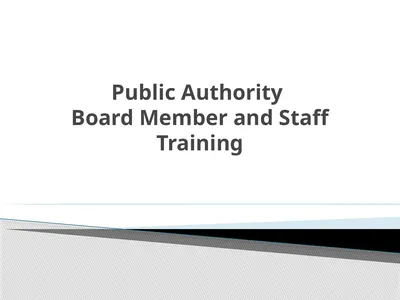 Public Authority Board Member and Staff Training