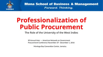 Professionalization of Public Procurement The Role