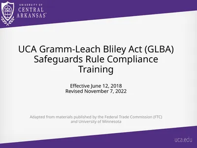 UCA Gramm-Leach Bliley Act (GLBA) Safeguards Rule