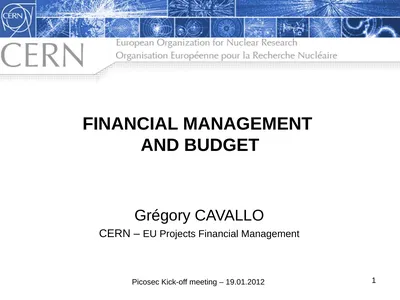 FINANCIAL MANAGEMENT AND BUDGET Grégory CAVALLO