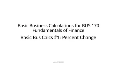 Basic Business Calculations for BUS 170