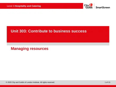 PowerPoint presentation Managing resources Unit