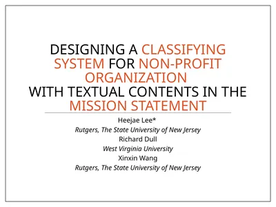 DESIGNING A CLASSIFYING SYSTEM FOR NON-PROFIT