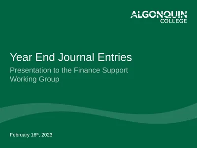 Year End Journal Entries Presentation to the