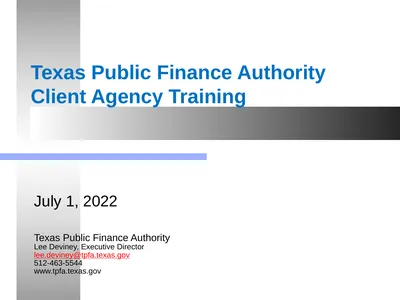 Texas Public Finance Authority Client Agency