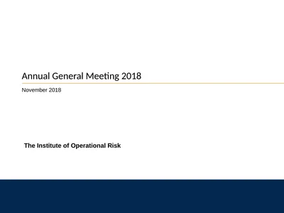 Annual General Meeting 2018 November 2018 The