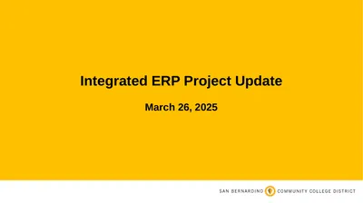 Integrated ERP Project Update March 26, 2025