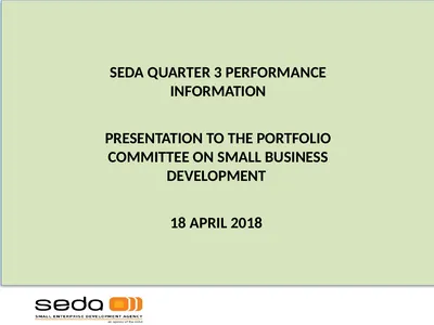 SEDA QUARTER 3 PERFORMANCE INFORMATION