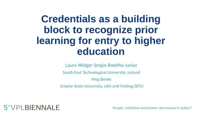 Credentials as a building block to recognize prior