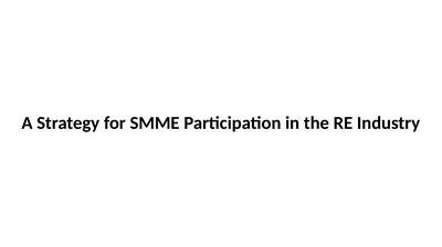 A Strategy for SMME Participation in the RE