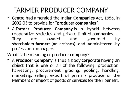 FARMER PRODUCER COMPANY Centre had amended the